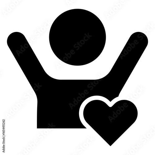 The raised hand icon represents joy, euphoria, or overflowing happiness and the heart icon represents love, affection, or positive feelings.