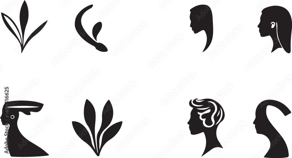 Fototapeta premium Abstract Art Women Plants Collection Shapes