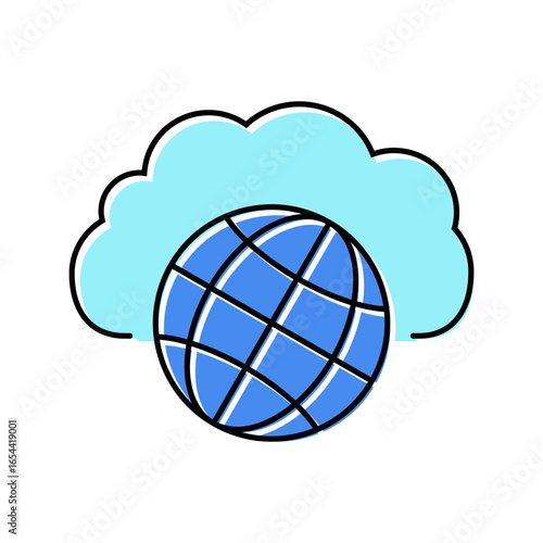 public cloud computing color icon vector illustration