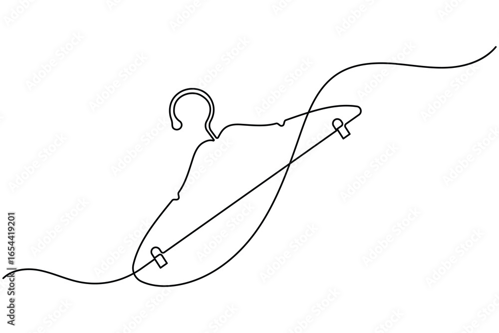 Obraz premium Clothes hangers continuous one line drawing minimalist fashion wardrobe vector illustration