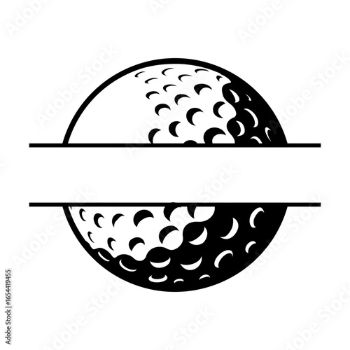 Golf ball split monogram svg cut file. Isolated vector illustration.