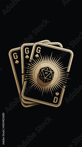 playing cards Mysterious golden eye and dice