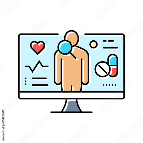 health data analytics healthcare innovation color icon vector illustration