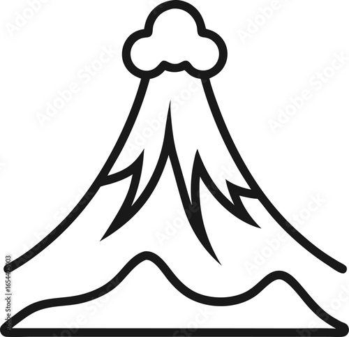 Volcano Clipart Vector Icon outline icon on transparent background