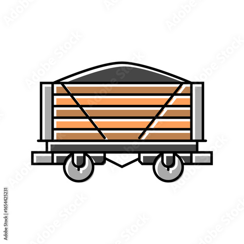 coal wagon industry color icon vector illustration