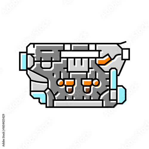 internal combustion engine industry color icon vector illustration