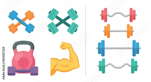 Gym equipment fitness weights workout training exercise vector