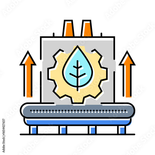 sustainable manufacturing industry color icon vector illustration