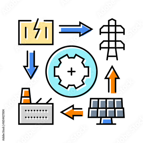 smart grid industry color icon vector illustration
