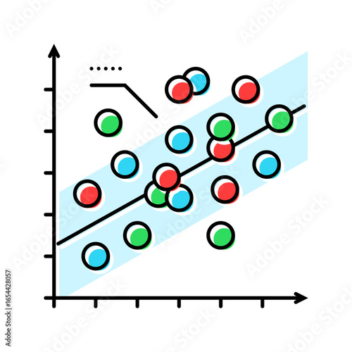 regression graph machine learning color icon vector illustration