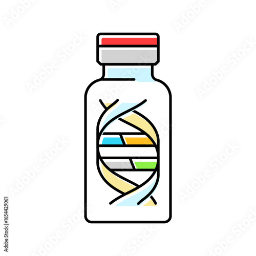 medical vial with dna medicine color icon vector illustration