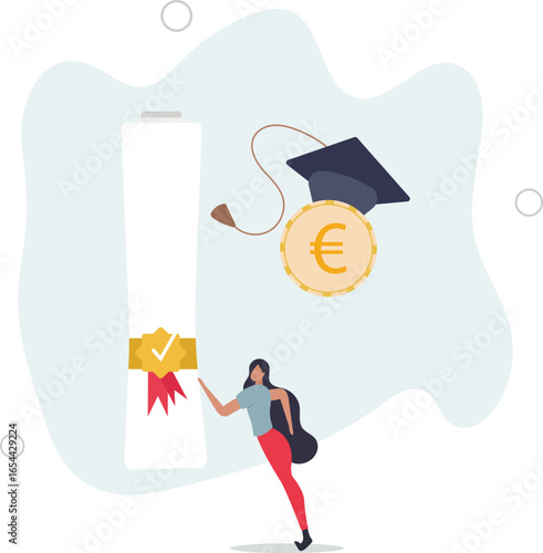 Education cost, tuition or scholarship, money for university or graduation, school expense or student debt,human life.