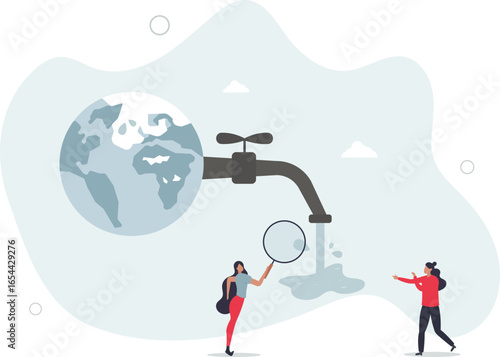 Water conservation care and saving natural H2O resources.Drinking water consumption reduction because of tap water shortage .human life.