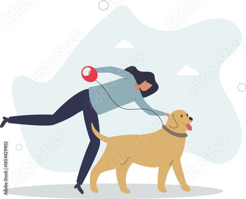 woman walks with a dog. pets concept.human life.