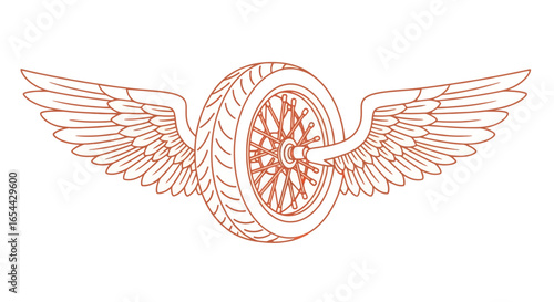 Flying wheel motorcycle vector illustration vintage design
