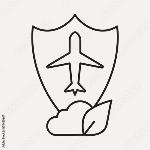 Airplane eco Air traffic shield icon