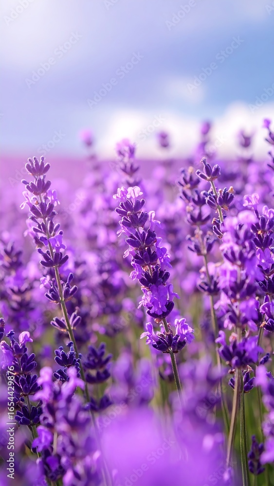 Naklejka premium Vibrant lavender field in soft focus