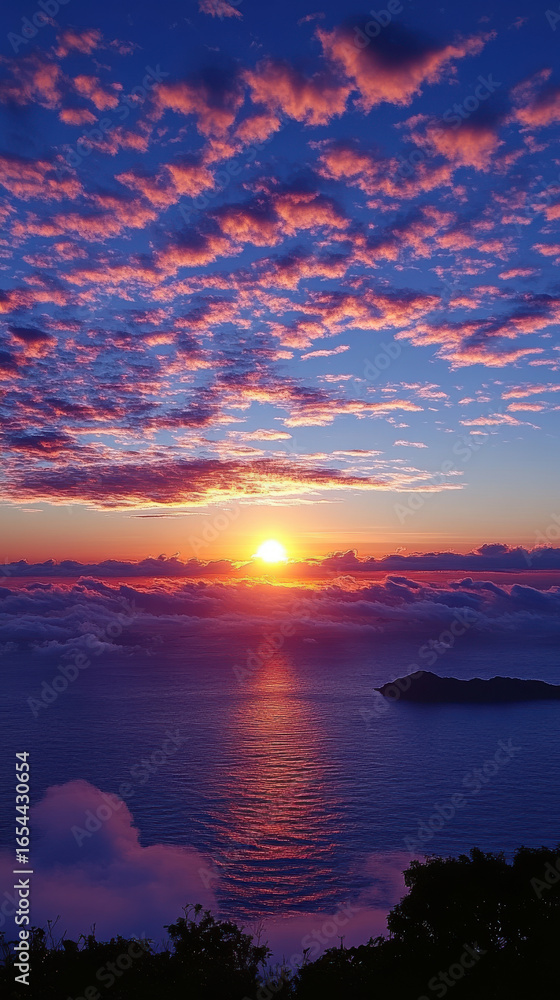 Fototapeta premium Breathtaking Island Sunset over a Sea of Clouds