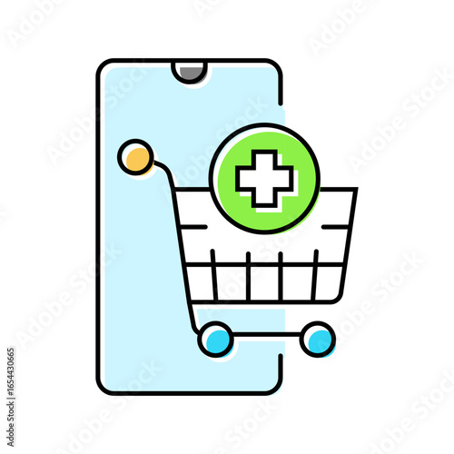 virtual shopping cart augmented reality color icon vector illustration