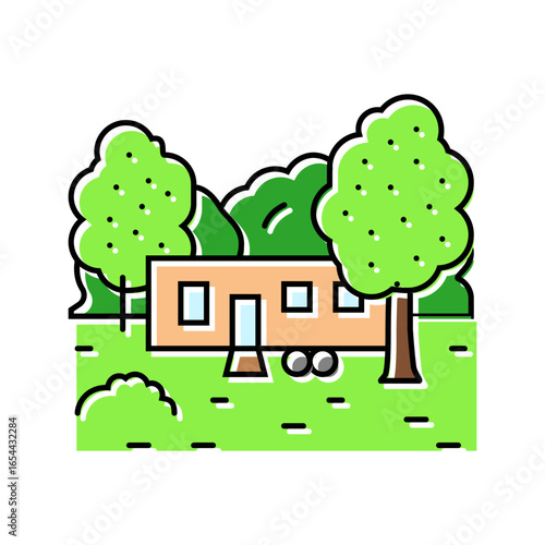 rustic forest mobile home color icon vector illustration