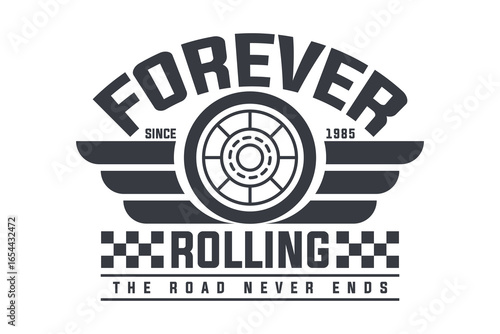 Retro Automotive Wheel Emblem with Slogan