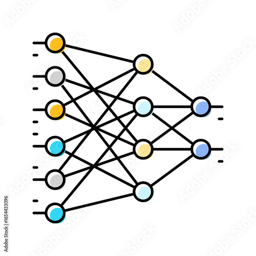 neural network diagram nlp color icon vector illustration