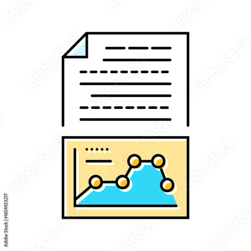 text analysis graph nlp color icon vector illustration