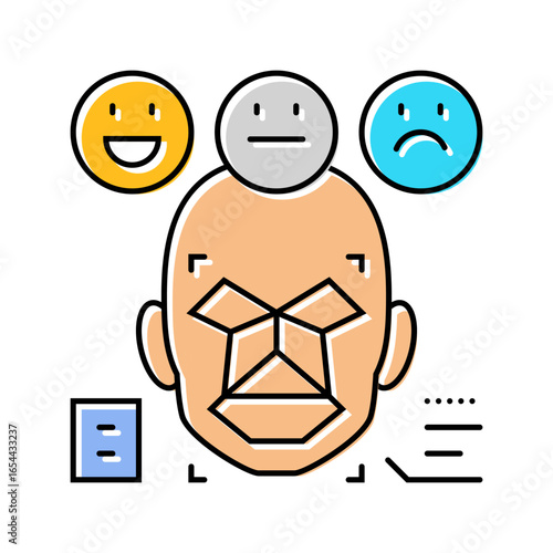 sentiment analysis face nlp color icon vector illustration