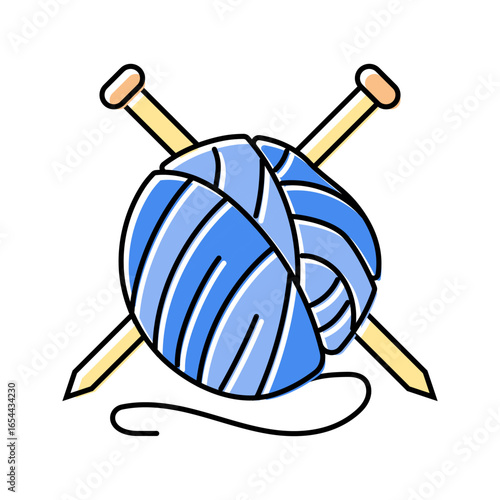 knitting needles slow living color icon vector illustration