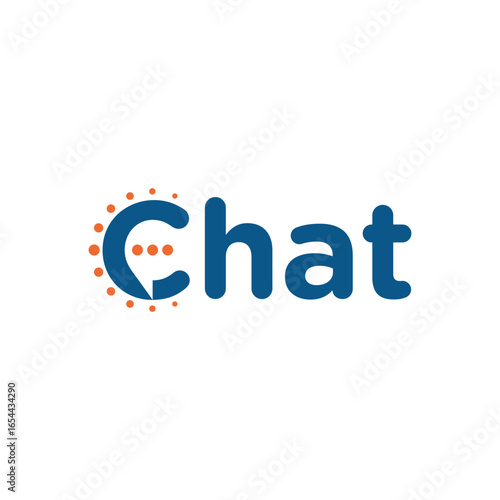 Text Logo Typography Chat, Symbol Message Talk Communication Logo Design Vector Template.