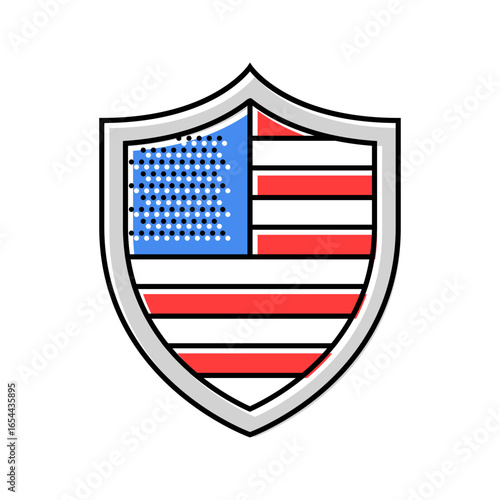 patriotic shield uncle sam color icon vector illustration