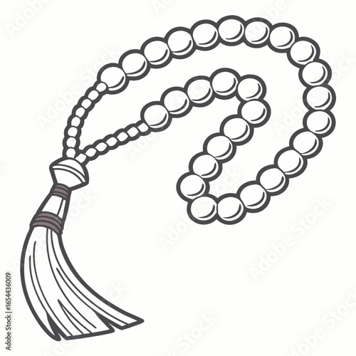 A traditional islamic prayer beads rosary with a decorative tassel