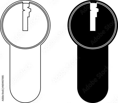 pin tumbler lock or Yale lock icon set