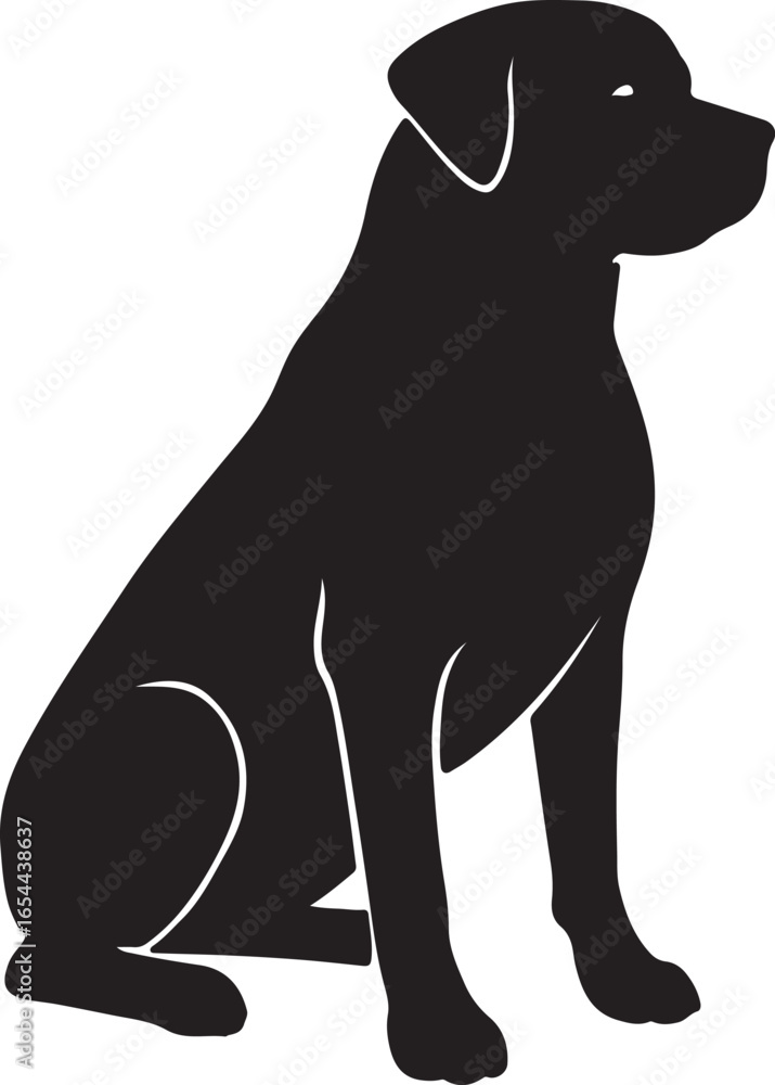 Obraz premium Black dog silhouette sitting patiently vector illustration graphic