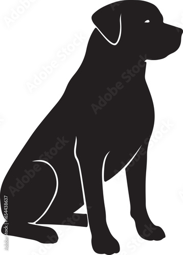 Black dog silhouette sitting patiently vector illustration graphic
