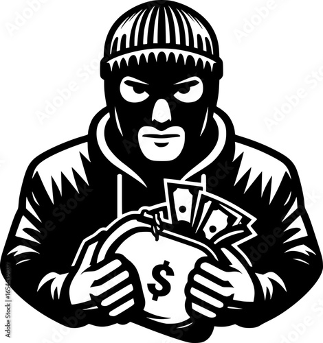 Wallpaper Mural Minimalist black and white vector icon of a thief. Clean, isolated, scalable, perfect for stickers, logos, or digital use. Torontodigital.ca