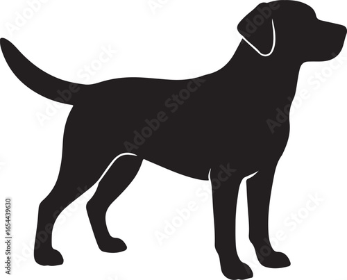 Black labrador retriever silhouette standing in profile illustration vector