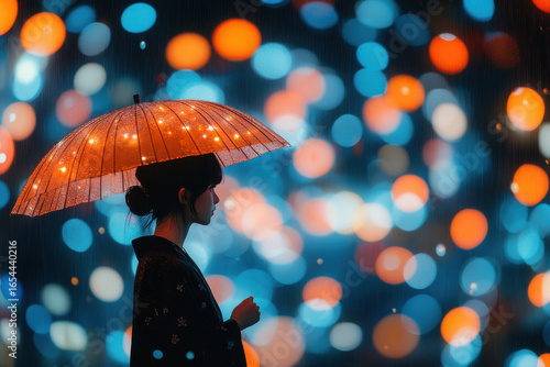 Wallpaper Mural Woman with a lit umbrella in the rain Torontodigital.ca