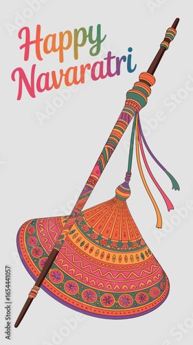 Happy Navratri Traditional Dandiya Dance Stick Celebration