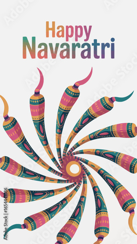 Happy Navratri Traditional Dandiya Dance Stick Celebration