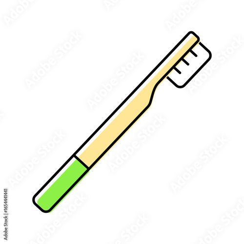 bamboo toothbrush sustainable beauty color icon vector illustration