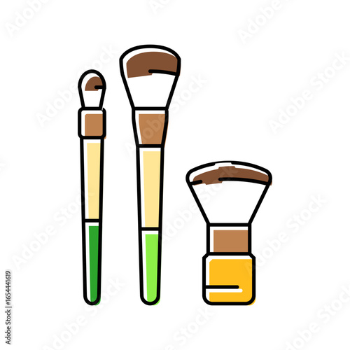 wooden makeup brush sustainable beauty color icon vector illustration