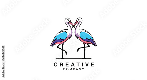 Stork logo design creative bird company vector illustration