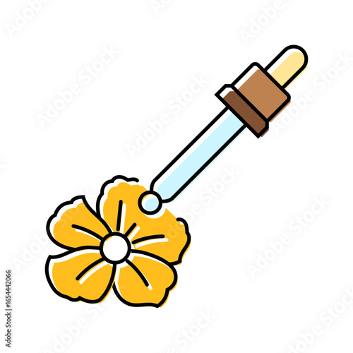 floral oil dropper sustainable beauty color icon vector illustration