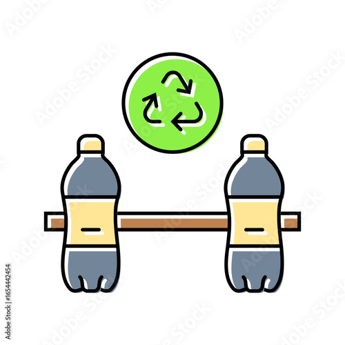 upcycled dumbbells kettlebells outdoor fitness color icon vector illustration
