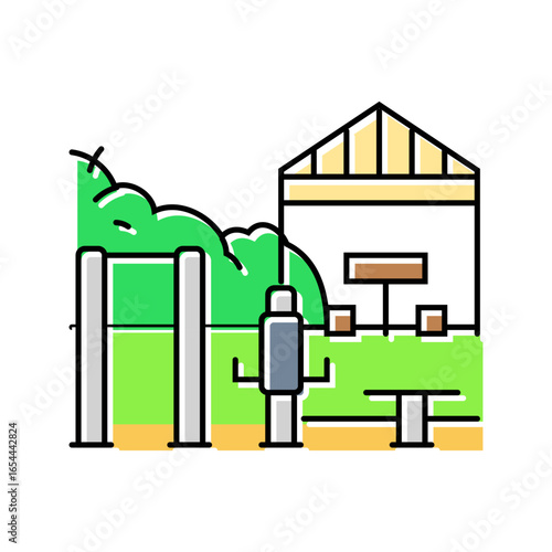 picnic area outdoor fitness setup sustainable color icon vector illustration