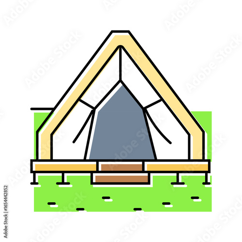 tent outdoor retreat wellness sustainable fitness color icon vector illustration