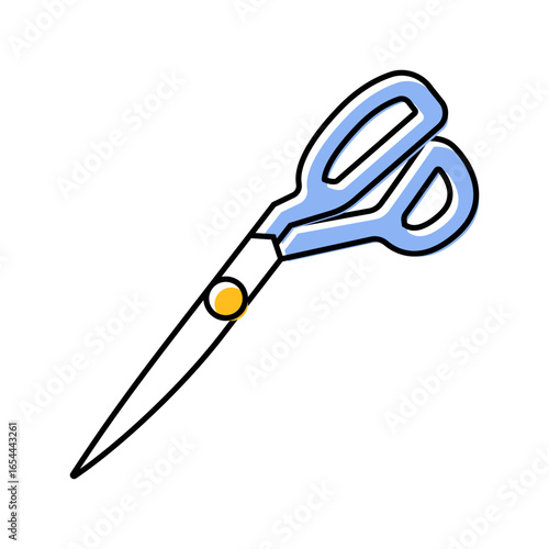 scissors cutting fabric thrift driven fashion color icon vector illustration