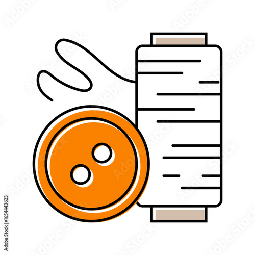 button and thread thrift driven fashion color icon vector illustration