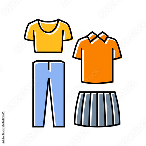 capsule wardrobe thrift driven fashion color icon vector illustration
